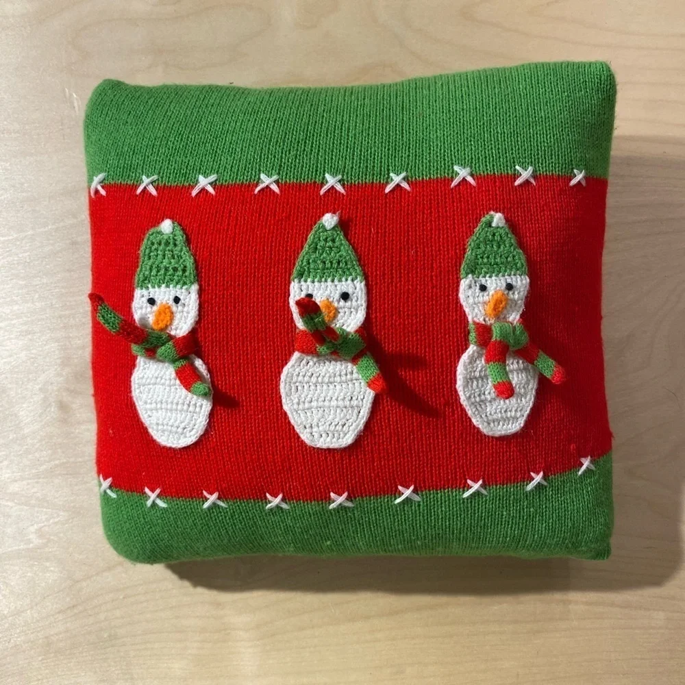Festive Snowman Knit Pillow (OA)